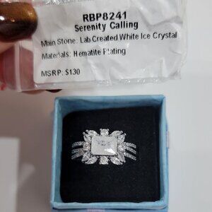 Bomb Party ' Serenity Calling' Lab Created White Ice Crystal Ring Size 9